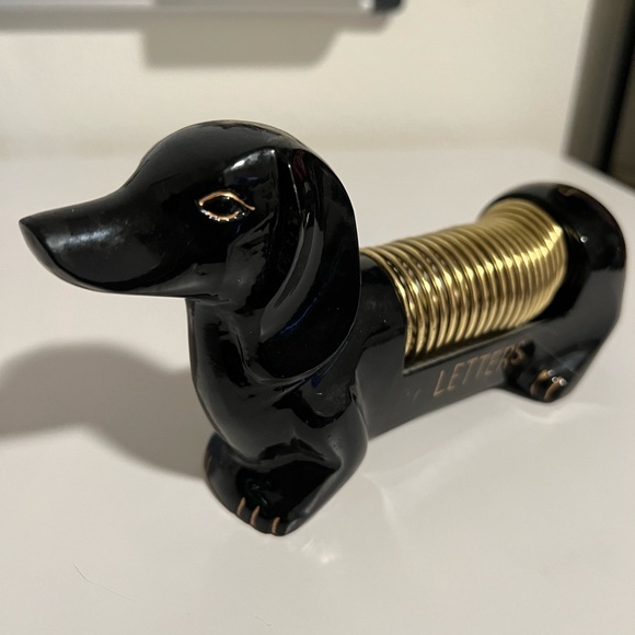 Anthropologie Black and Gold Dachshund Dog Letter Holder - Picture 3 of 9